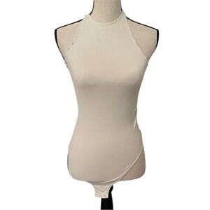 Intimately Free People Elegant Cream Sleeveless Bodysuit Scalloped Edge S Top